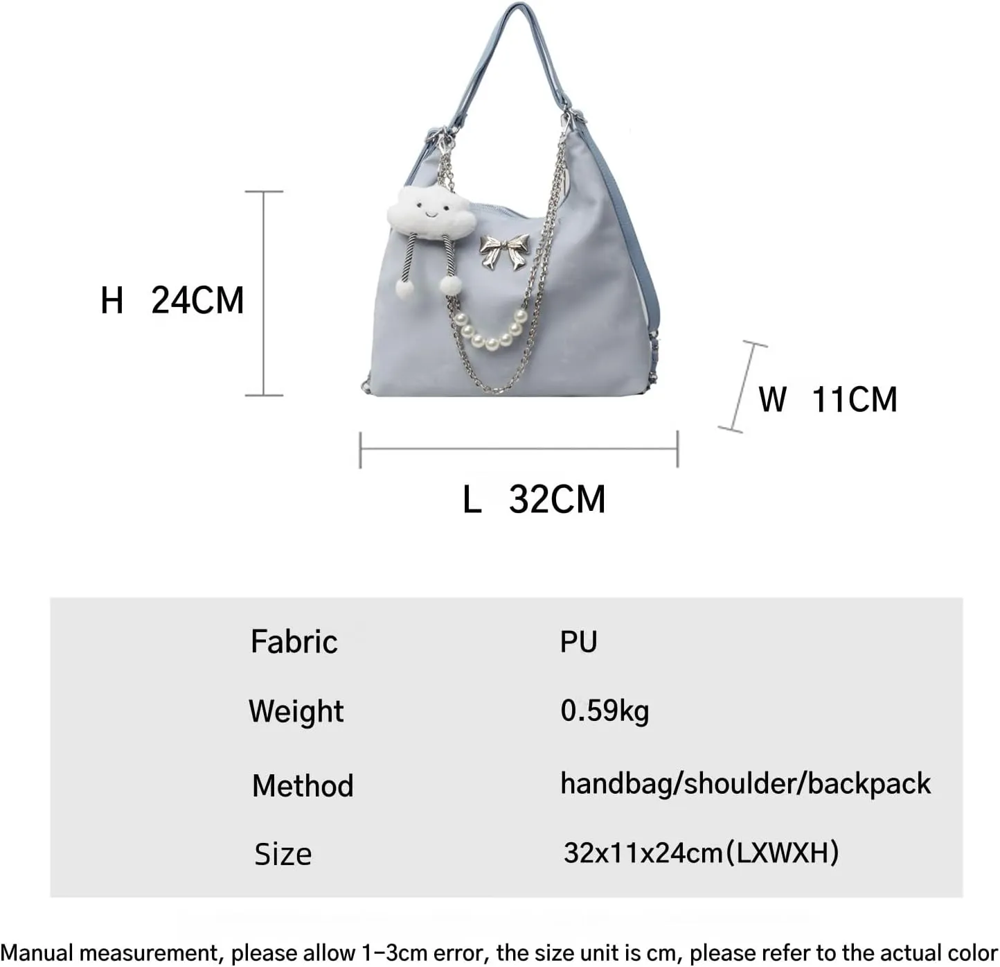Women's Aesthetic Crossbody Bag Cute Bag Handbag Tote Bag Shoulder Bag Bag with Metal Chain Pendant