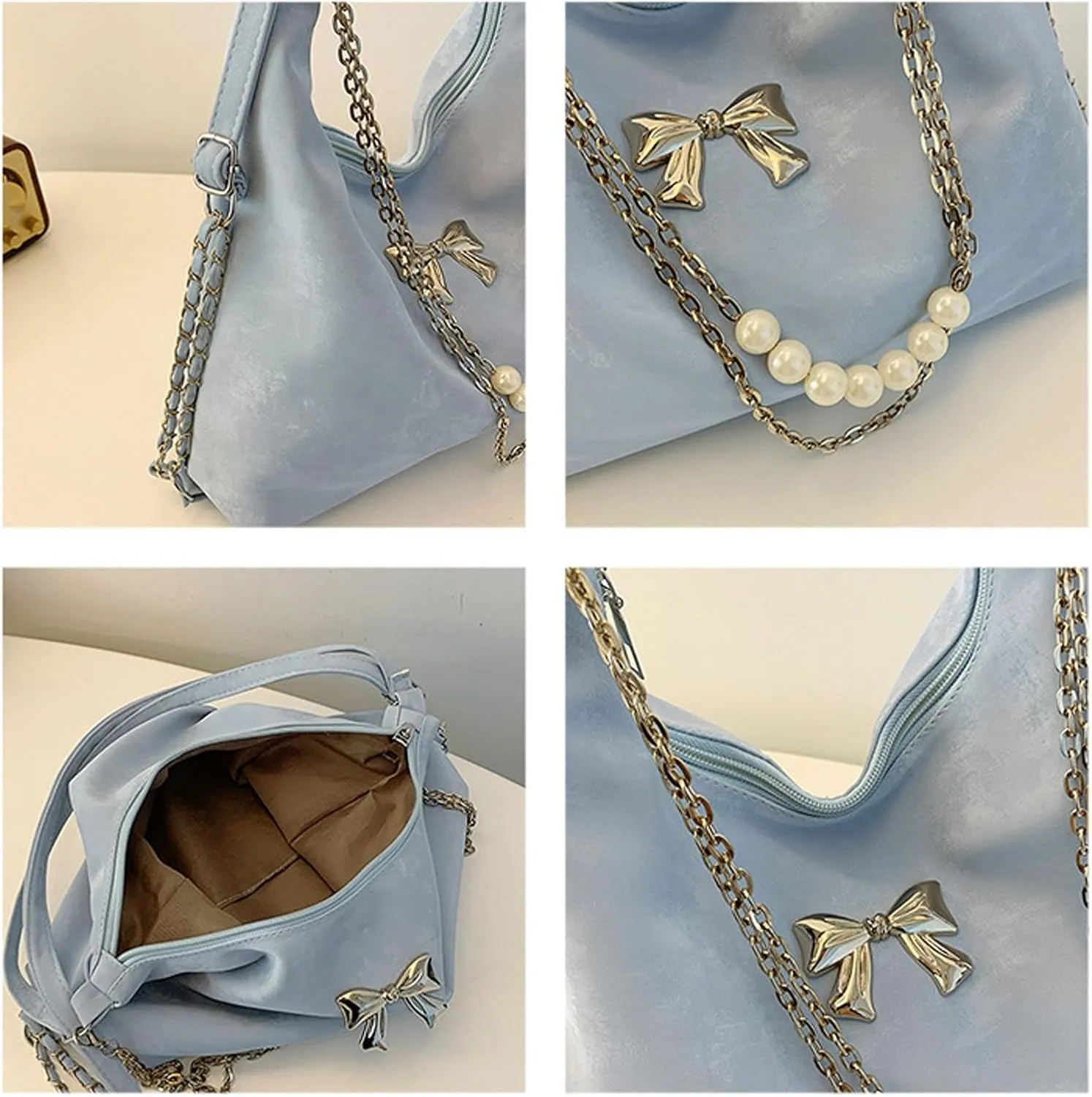 Women's Aesthetic Crossbody Bag Cute Bag Handbag Tote Bag Shoulder Bag Bag with Metal Chain Pendant