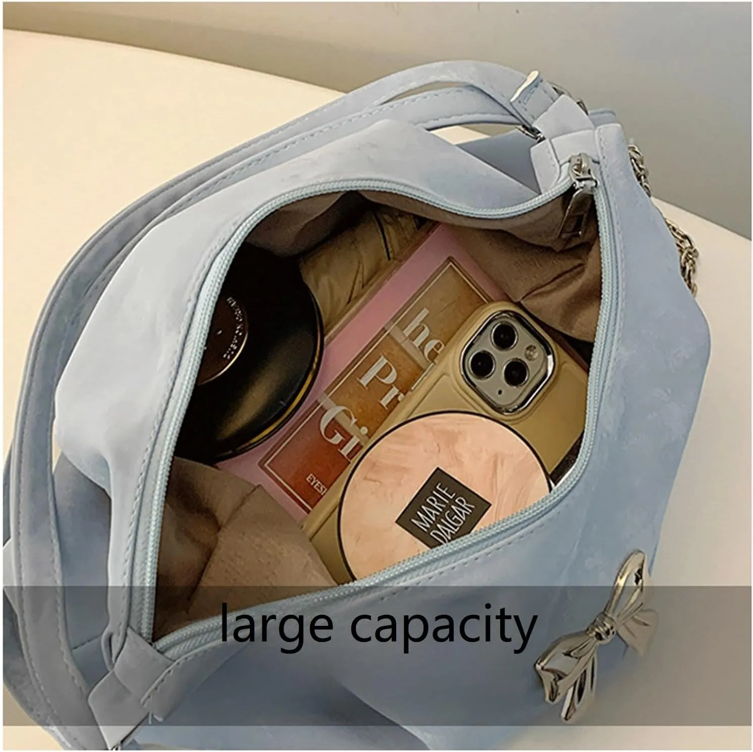 Women's Aesthetic Crossbody Bag Cute Bag Handbag Tote Bag Shoulder Bag Bag with Metal Chain Pendant
