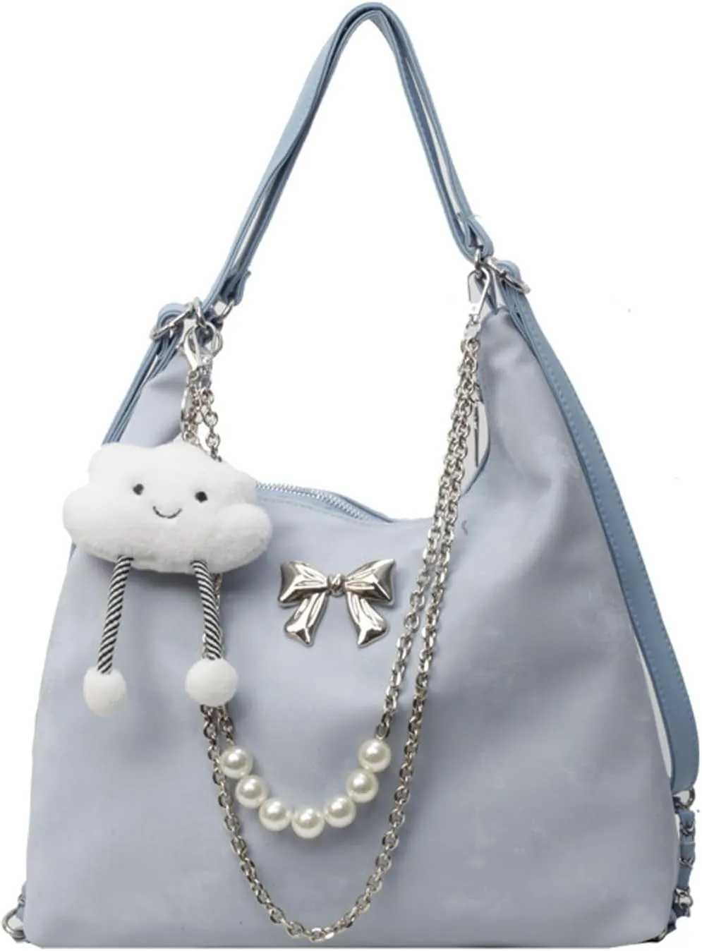 Women's Aesthetic Crossbody Bag Cute Bag Handbag Tote Bag Shoulder Bag Bag with Metal Chain Pendant