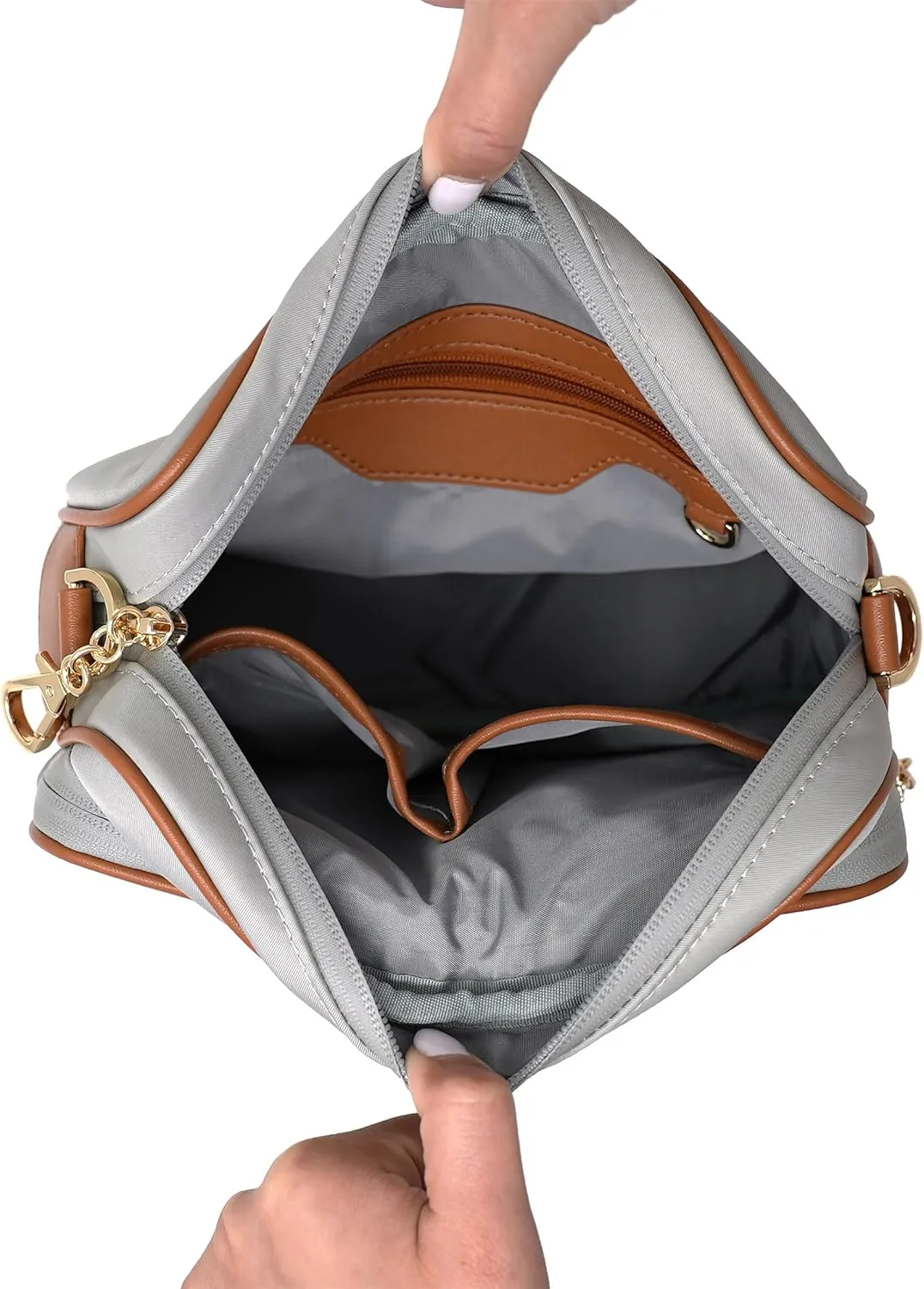 Womens Anti-Theft Water-Proof Travel Crossbody Bag with Locking Clasps Chain Strap