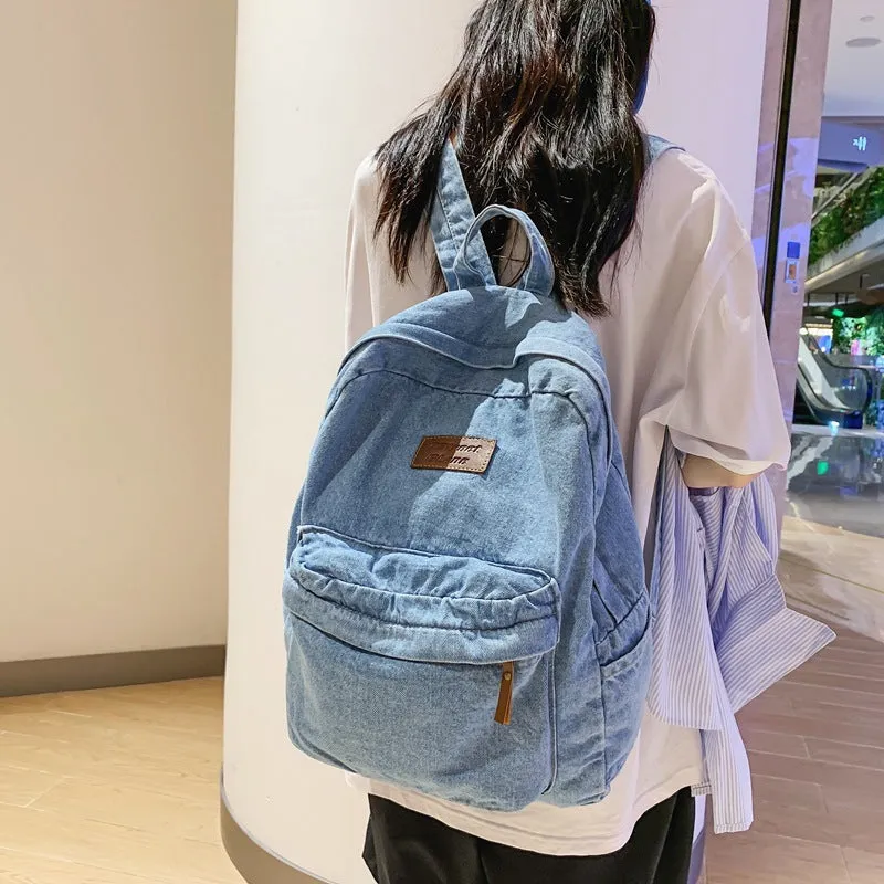 Women's Boys High Large Capacity Junior Denim Backpacks