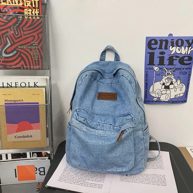 Women's Boys High Large Capacity Junior Denim Backpacks