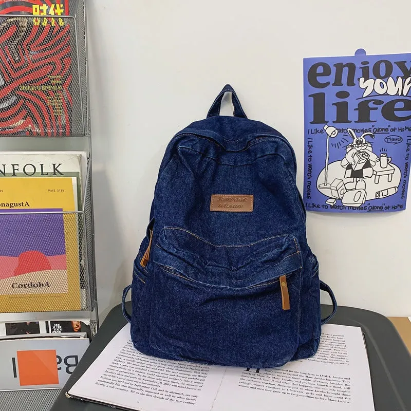 Women's Boys High Large Capacity Junior Denim Backpacks