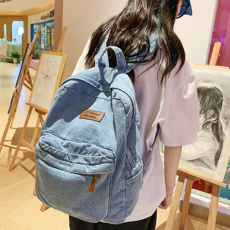 Women's Boys High Large Capacity Junior Denim Backpacks