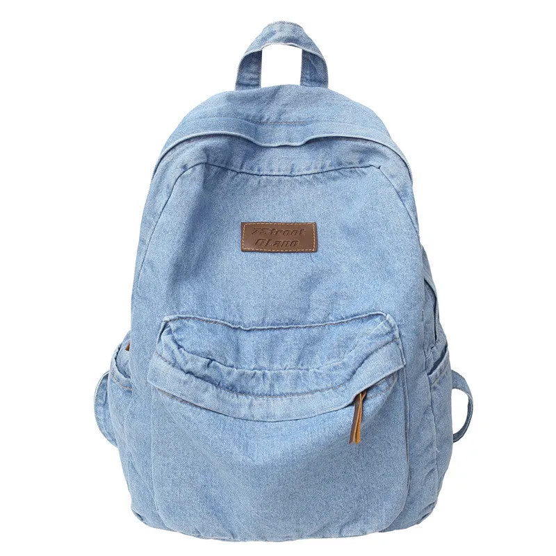 Women's Boys High Large Capacity Junior Denim Backpacks