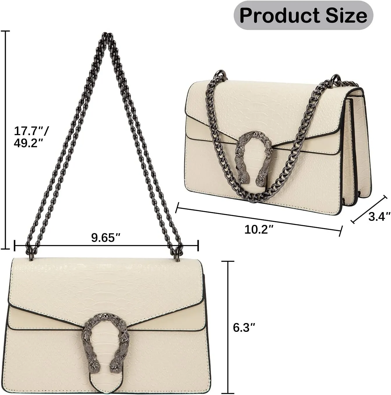 Women's Snake Print Crossbody Shoulder Bag PU Leather Satchel Chain Purse Evening Clutch Handbag