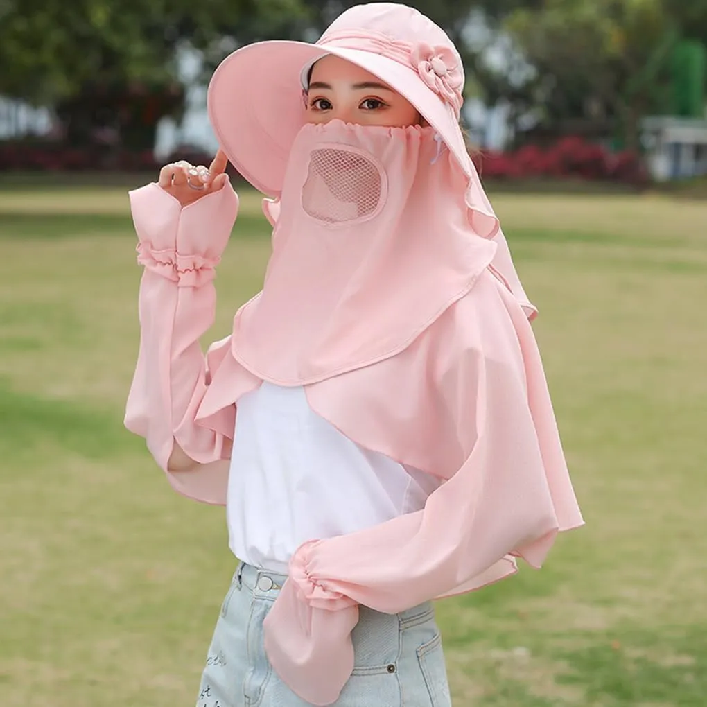 Womens Summer Sunhat Wide Brim Roll Up Sun Visor Hat with Neck Shield Cover Outdoor Cycling UV Sun Protection Block Hat