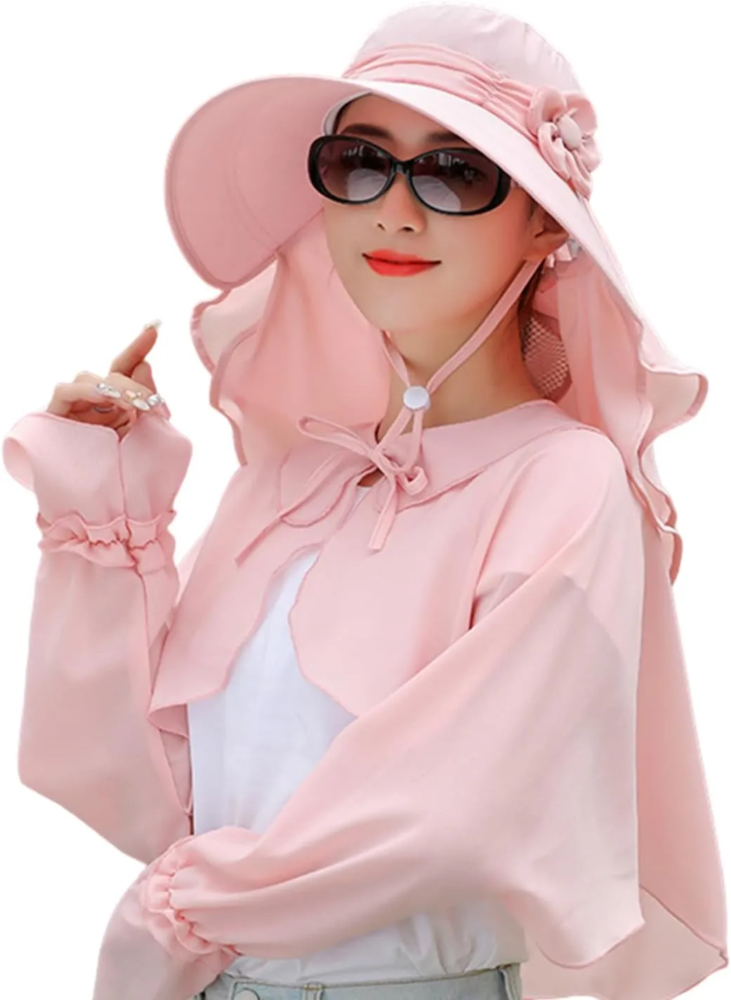 Womens Summer Sunhat Wide Brim Roll Up Sun Visor Hat with Neck Shield Cover Outdoor Cycling UV Sun Protection Block Hat