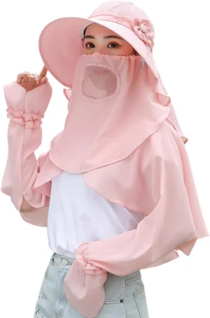 Womens Summer Sunhat Wide Brim Roll Up Sun Visor Hat with Neck Shield Cover Outdoor Cycling UV Sun Protection Block Hat