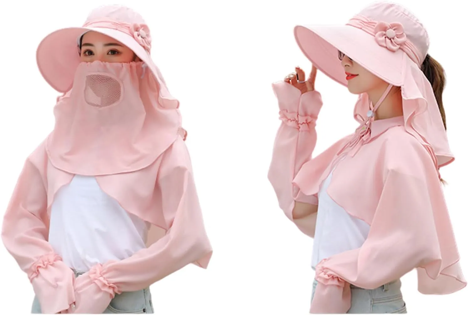 Womens Summer Sunhat Wide Brim Roll Up Sun Visor Hat with Neck Shield Cover Outdoor Cycling UV Sun Protection Block Hat