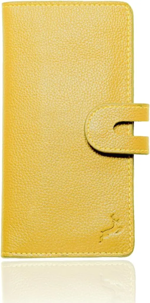 womens wallet (Holds 15-18 Cards, 4 Flat Pockets, 1 ID Windows) Genuine Leather clutch purses for women | Slim long wallets for women | rfid blocking wallet (yellow wallet)