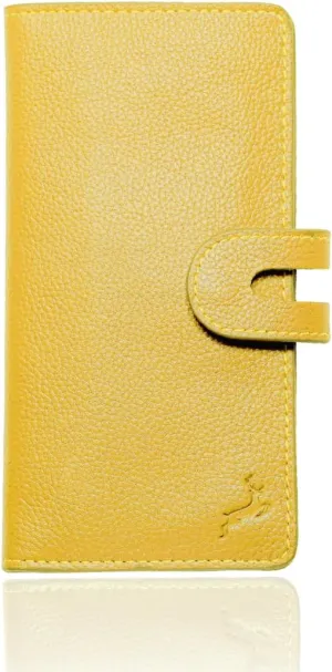 womens wallet (Holds 15-18 Cards, 4 Flat Pockets, 1 ID Windows) Genuine Leather clutch purses for women | Slim long wallets for women | rfid blocking wallet (yellow wallet)
