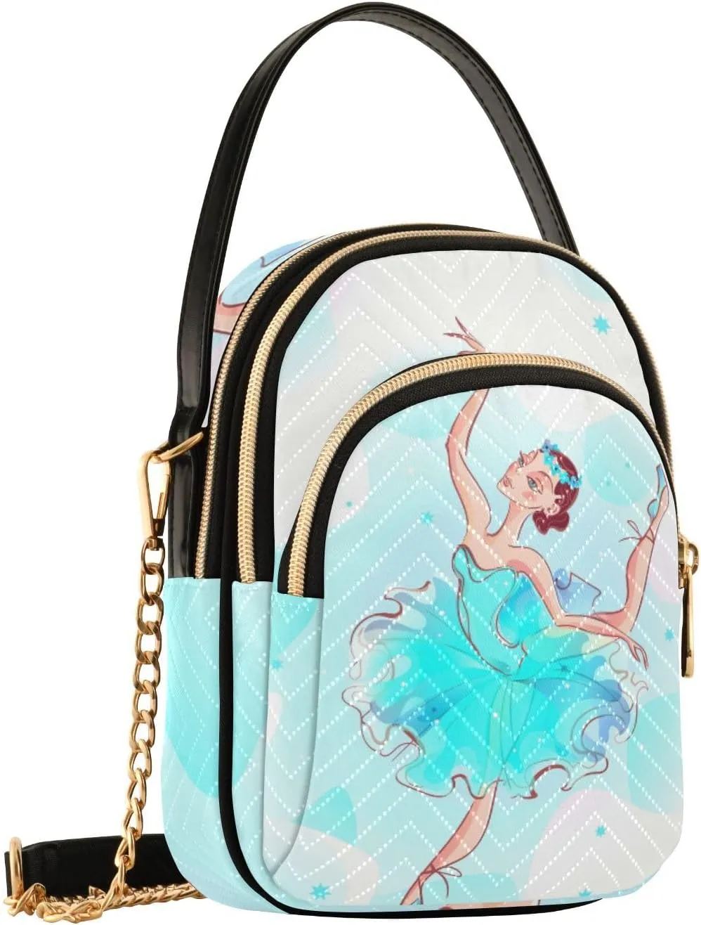 Women's Wave Cross Body Chest Bag, 52 inch Gold Chain Shoulder Handbag Purse