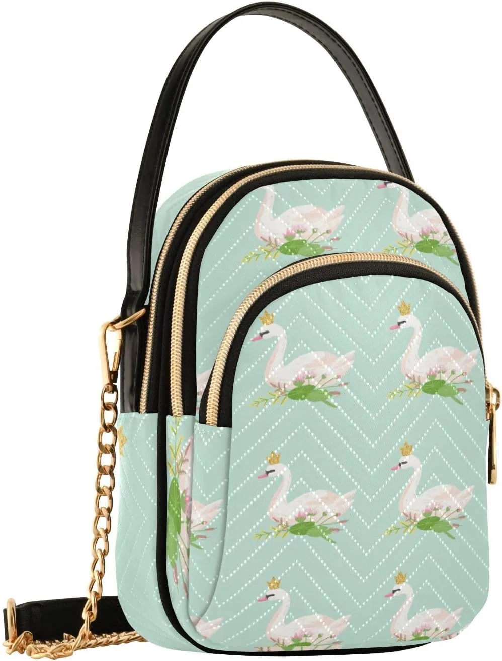 Women's Wave Cross Body Chest Bag, 52 inch Gold Chain Shoulder Handbag Purse