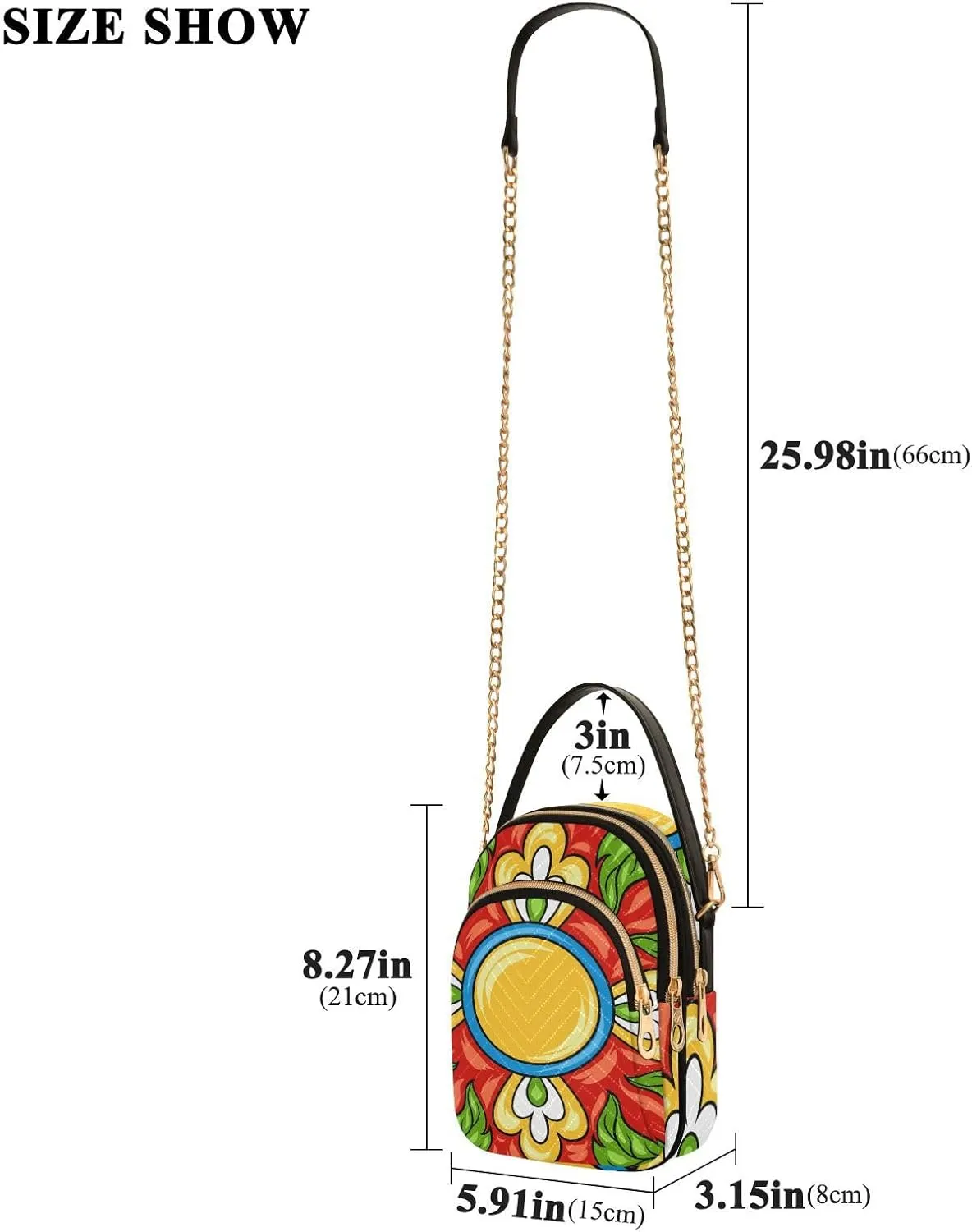 Women's Wave Cross Body Chest Bag, 52 inch Gold Chain Shoulder Handbag Purse
