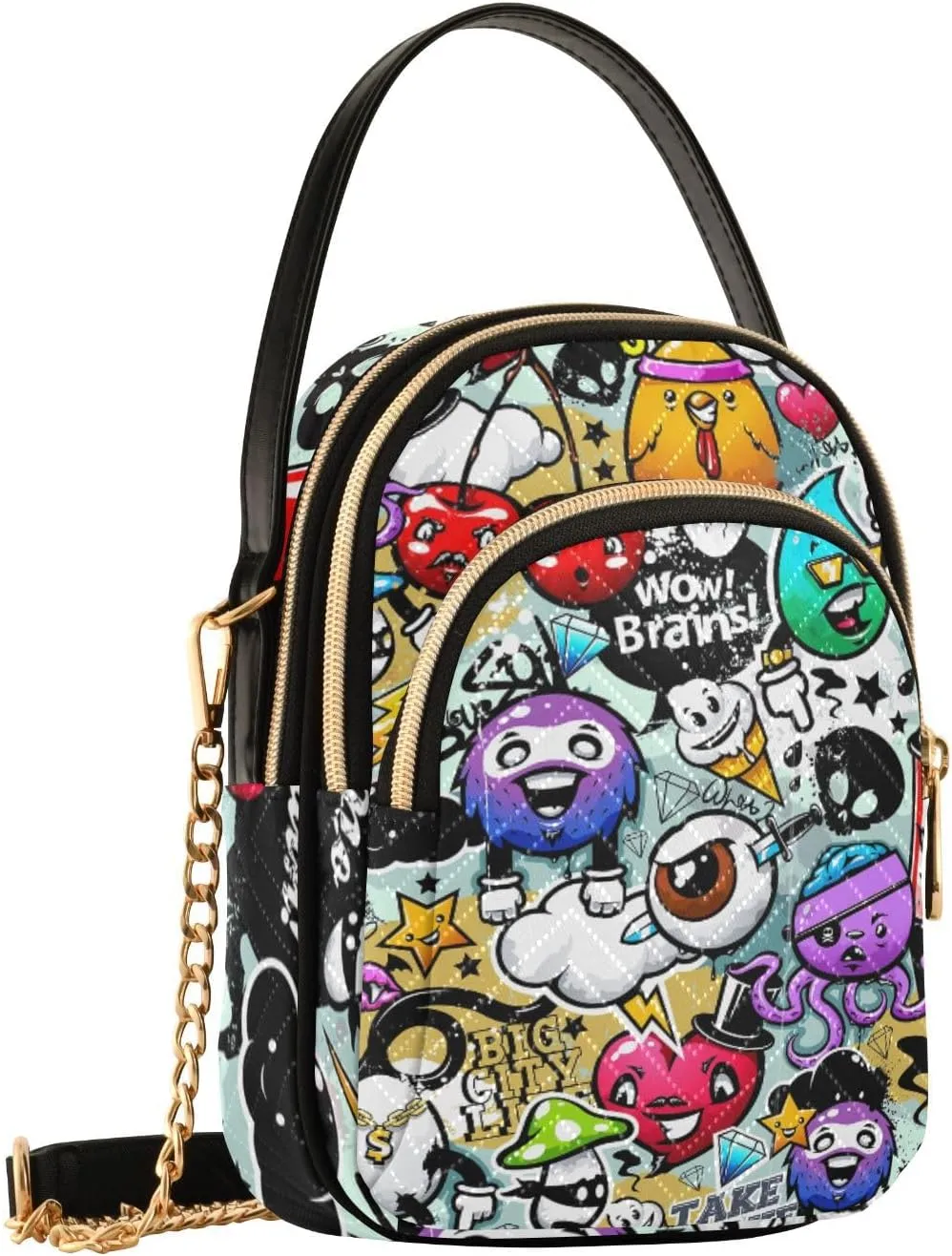 Women's Wave Cross Body Chest Bag, 52 inch Gold Chain Shoulder Handbag Purse