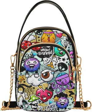 Women's Wave Cross Body Chest Bag, 52 inch Gold Chain Shoulder Handbag Purse