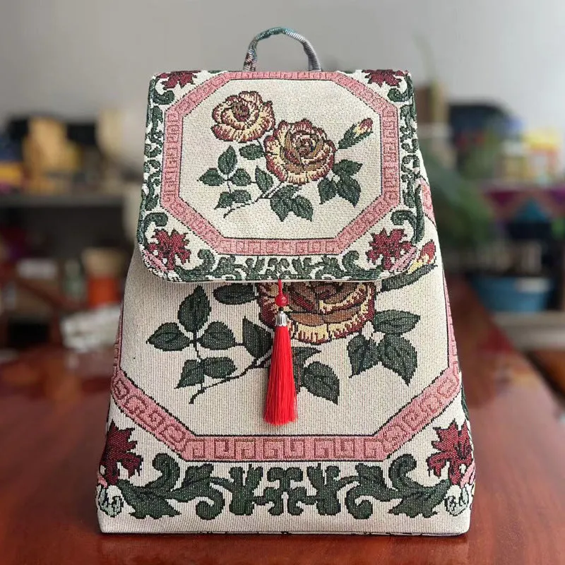 Women's Yunnan National Style Sofa Slipcover Leisure Backpacks