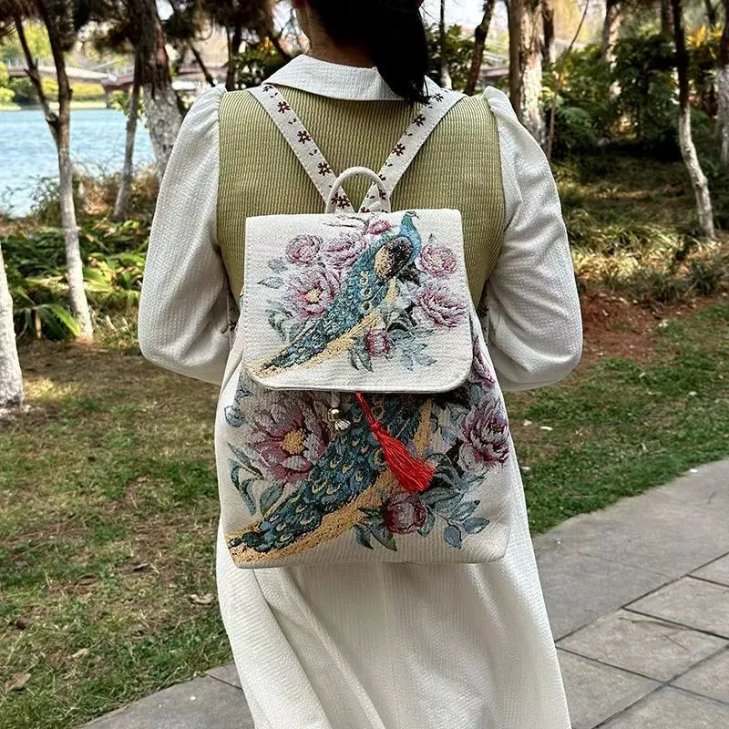 Women's Yunnan National Style Sofa Slipcover Leisure Backpacks