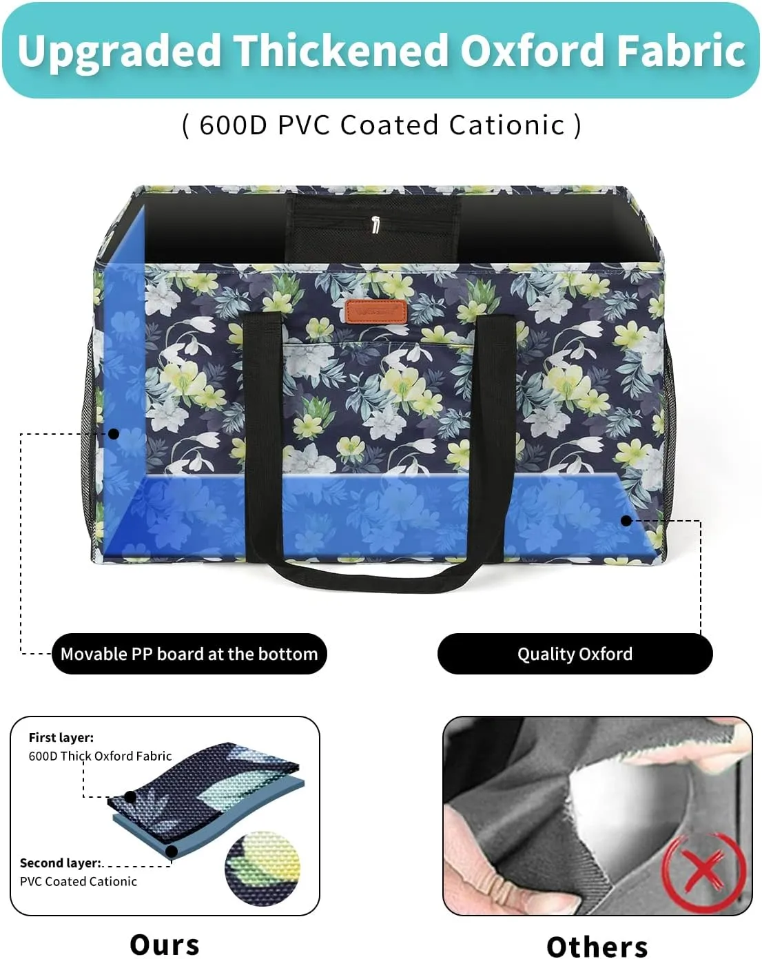 WONDAY Extra Large Reusable Grocery Bag Carrier with Handle, Thirty One Utility Tote Foldable for Shopping and Beach