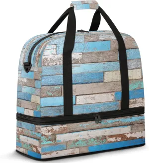 Wood Colorful Modern Travel Duffel Bags for Women & Men Large Sports Gym Bags Foldie Weekender Overnight Bag Carry On Tote Bag With Shoe Compartment Personal Item Bag for Travel Sports Gym
