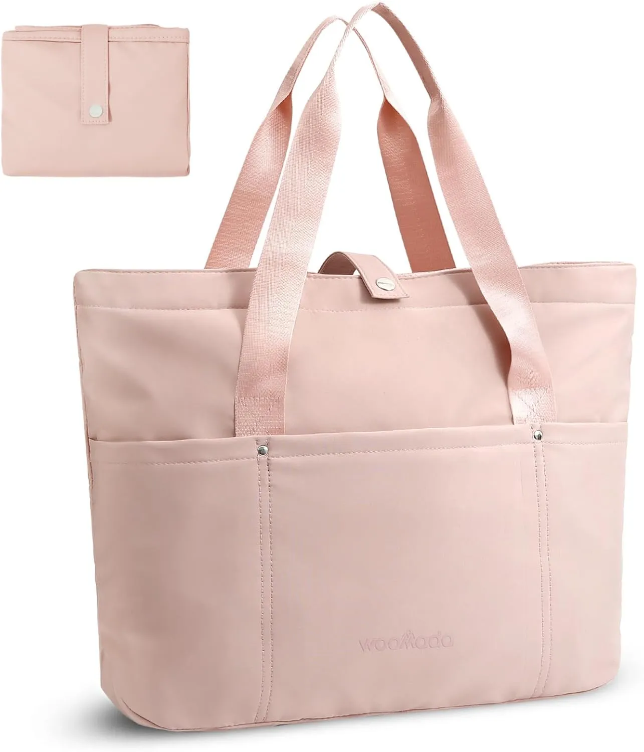 WOOMADA Women's Large Tote Bag With Zipper, Foldable Shoulder Handbag for Travel & Work, Durable Top Handle