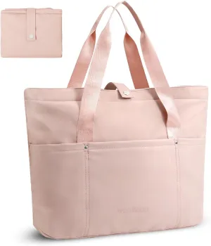 WOOMADA Women's Large Tote Bag With Zipper, Foldable Shoulder Handbag for Travel & Work, Durable Top Handle