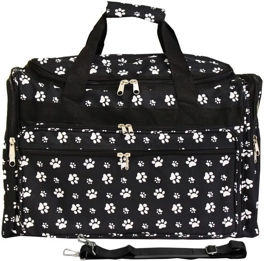 World Traveler Animal Prints 19-inch Duffel Bag, Black White Paw