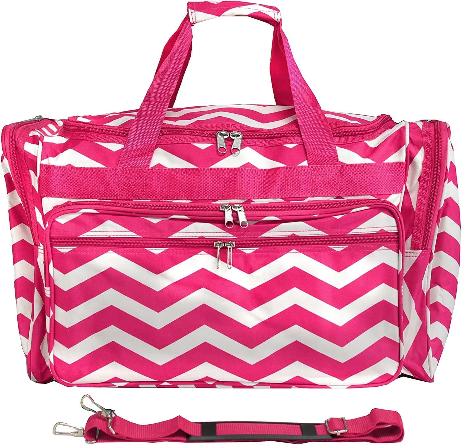 World Traveler Chevron 19-inch Duffel Bag, Fuchsia White