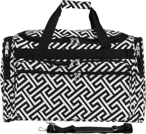 World Traveler Classic Prints 19-inch Duffel Bag, Greek Key Black White