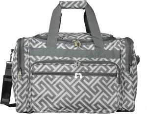 World Traveler Classic Prints 19-inch Duffel Bag, Greek Key Grey White