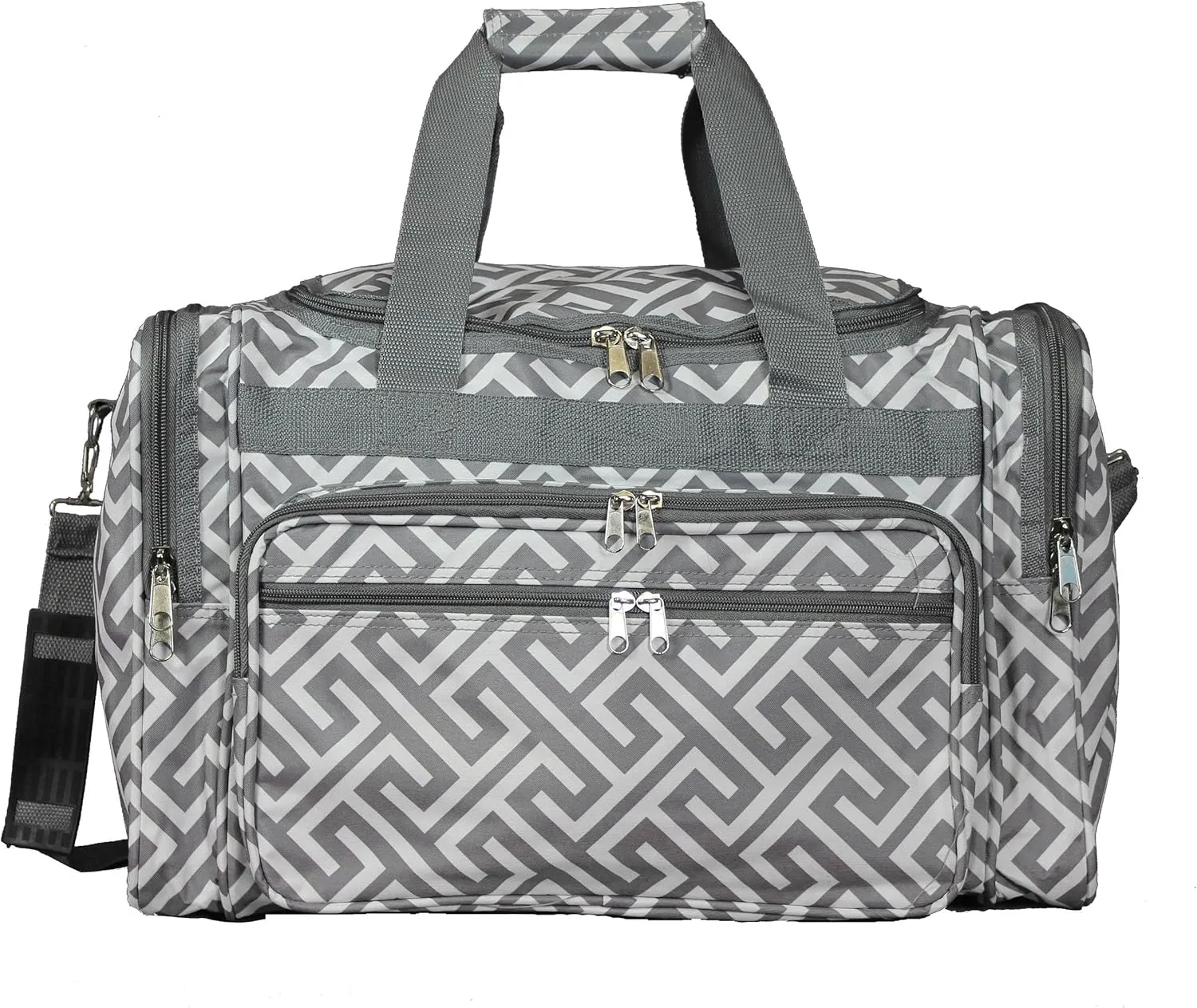 World Traveler Classic Prints 19-inch Duffel Bag, Greek Key Grey White