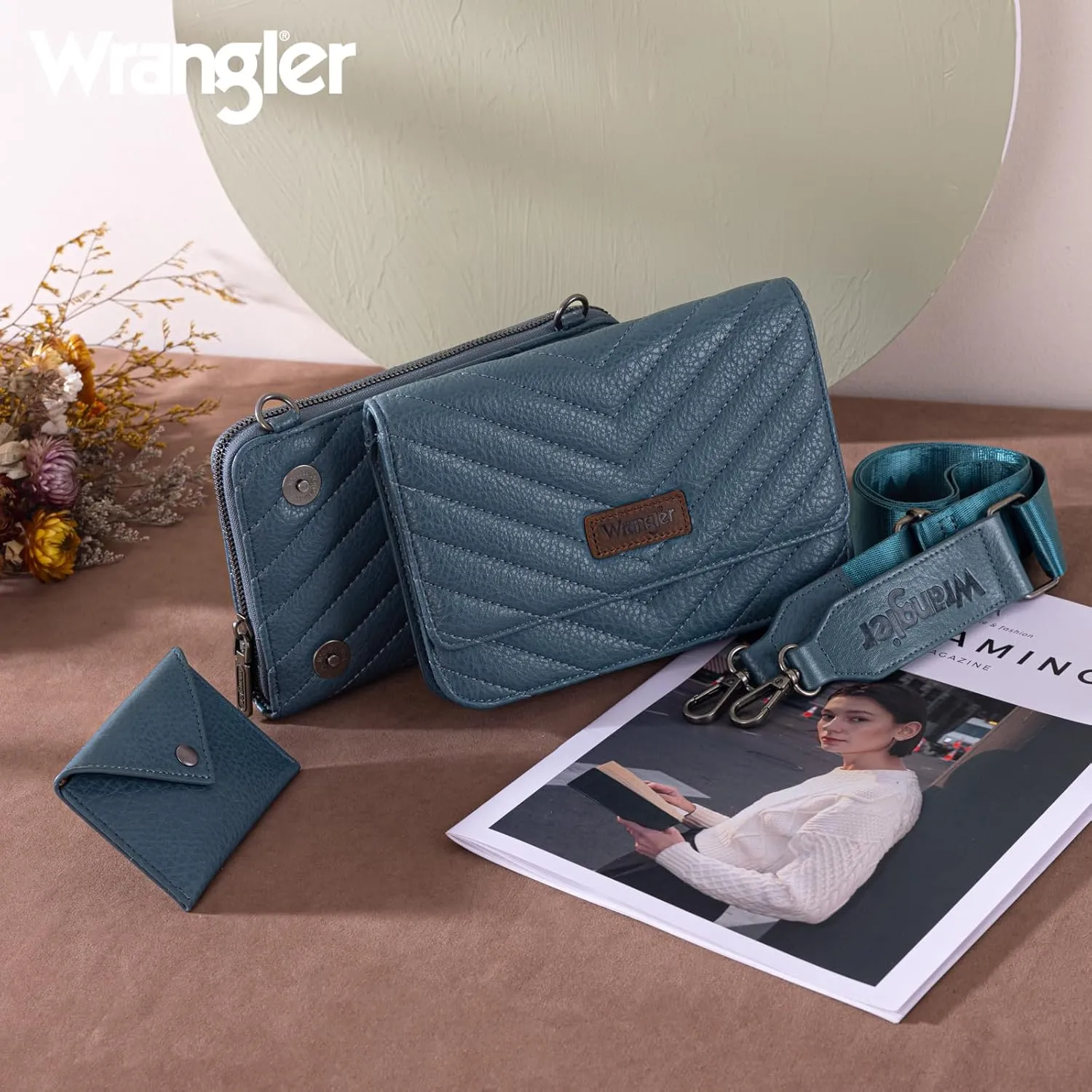 Wrangler Crossbody Wallet Purses for Women Rfid Blocking Wallet Purses with Crossbody Strap