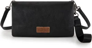 Wrangler Womens Wristlet Wallet RFID Blocking Bifold Clutch Credit Card Holder Purse with Crossbody Strap WG176-4001BK