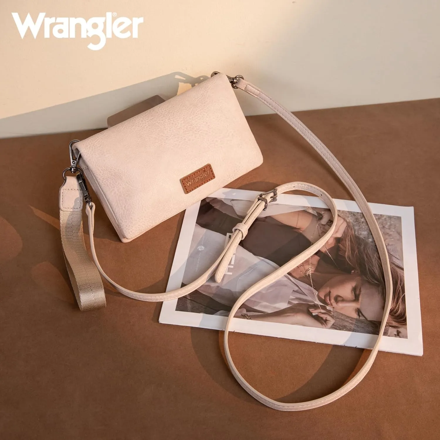 Wrangler Womens Wristlet Wallet RFID Blocking Bifold Clutch Credit Card Holder Purse with Crossbody Strap