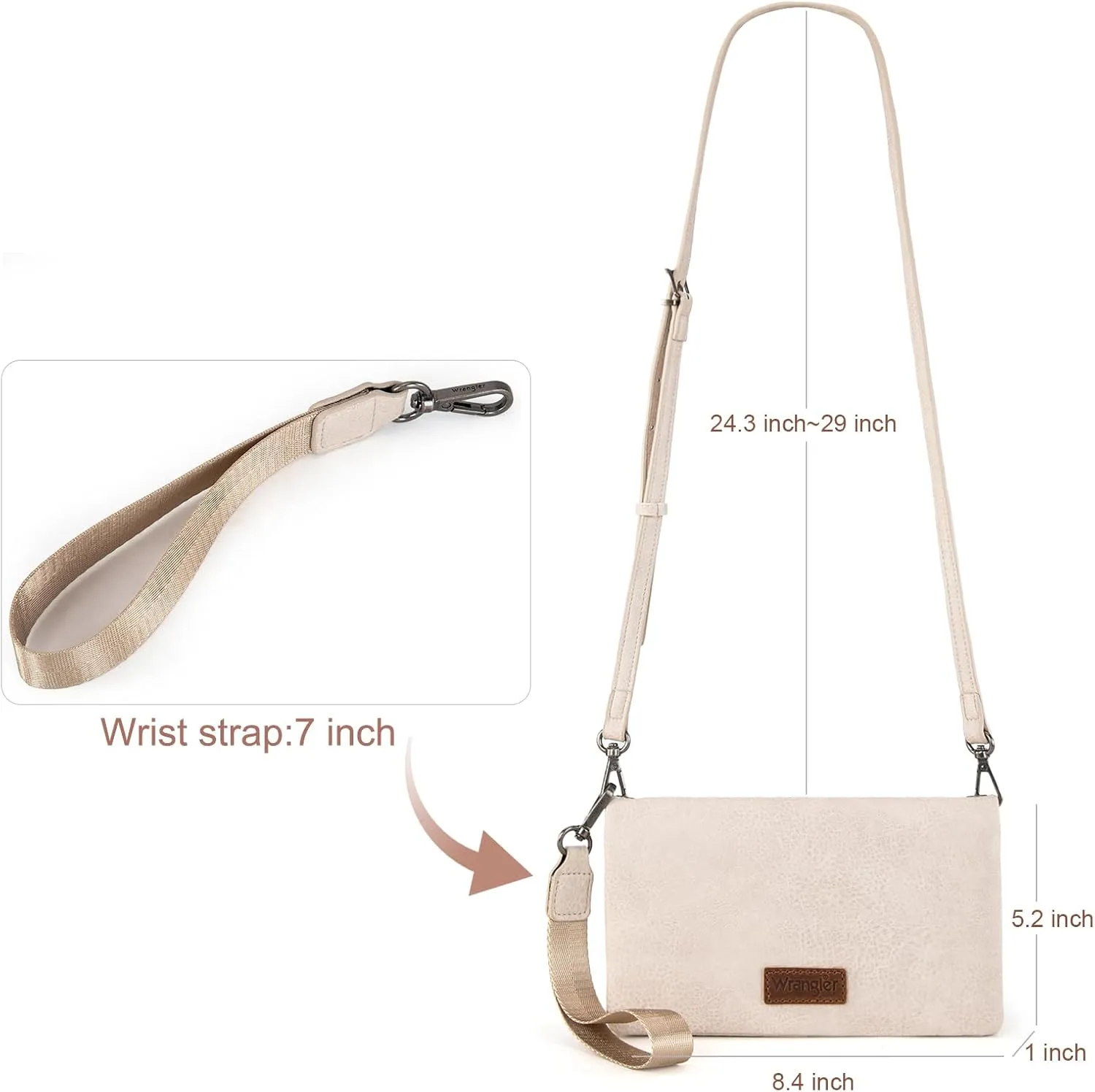 Wrangler Womens Wristlet Wallet RFID Blocking Bifold Clutch Credit Card Holder Purse with Crossbody Strap