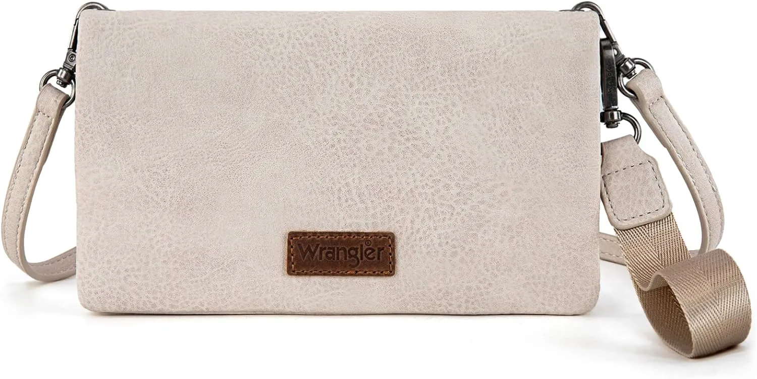 Wrangler Womens Wristlet Wallet RFID Blocking Bifold Clutch Credit Card Holder Purse with Crossbody Strap