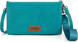 Wrangler Womens Wristlet Wallet RFID Blocking Bifold Clutch Credit Card Holder Purse with Crossbody Strap