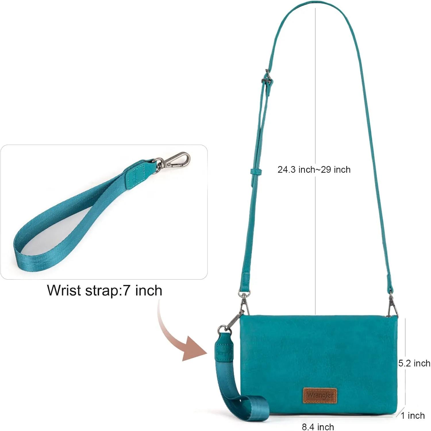 Wrangler Womens Wristlet Wallet RFID Blocking Bifold Clutch Credit Card Holder Purse with Crossbody Strap