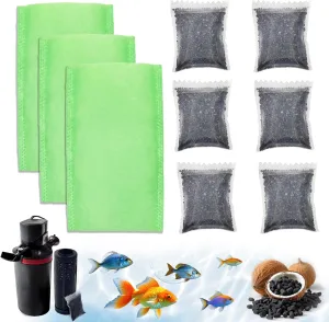 xcivi 6PCS Carbon Bags Filter Media for Aquariums, 3 Pack Polishing Internal Canister Filter Compatible with Marineland ML90769 JH Floss Sleeve Magnum Polishing Internal Filter