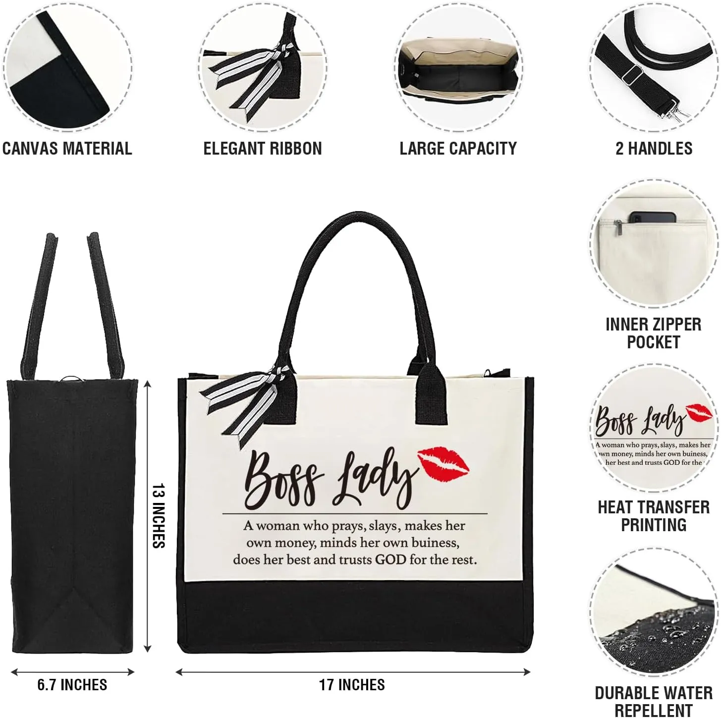 XIKAINUO Thank You Gifts for Women Canvas Tote Bag, Gifts for Coworker, Boss Lady, Manager