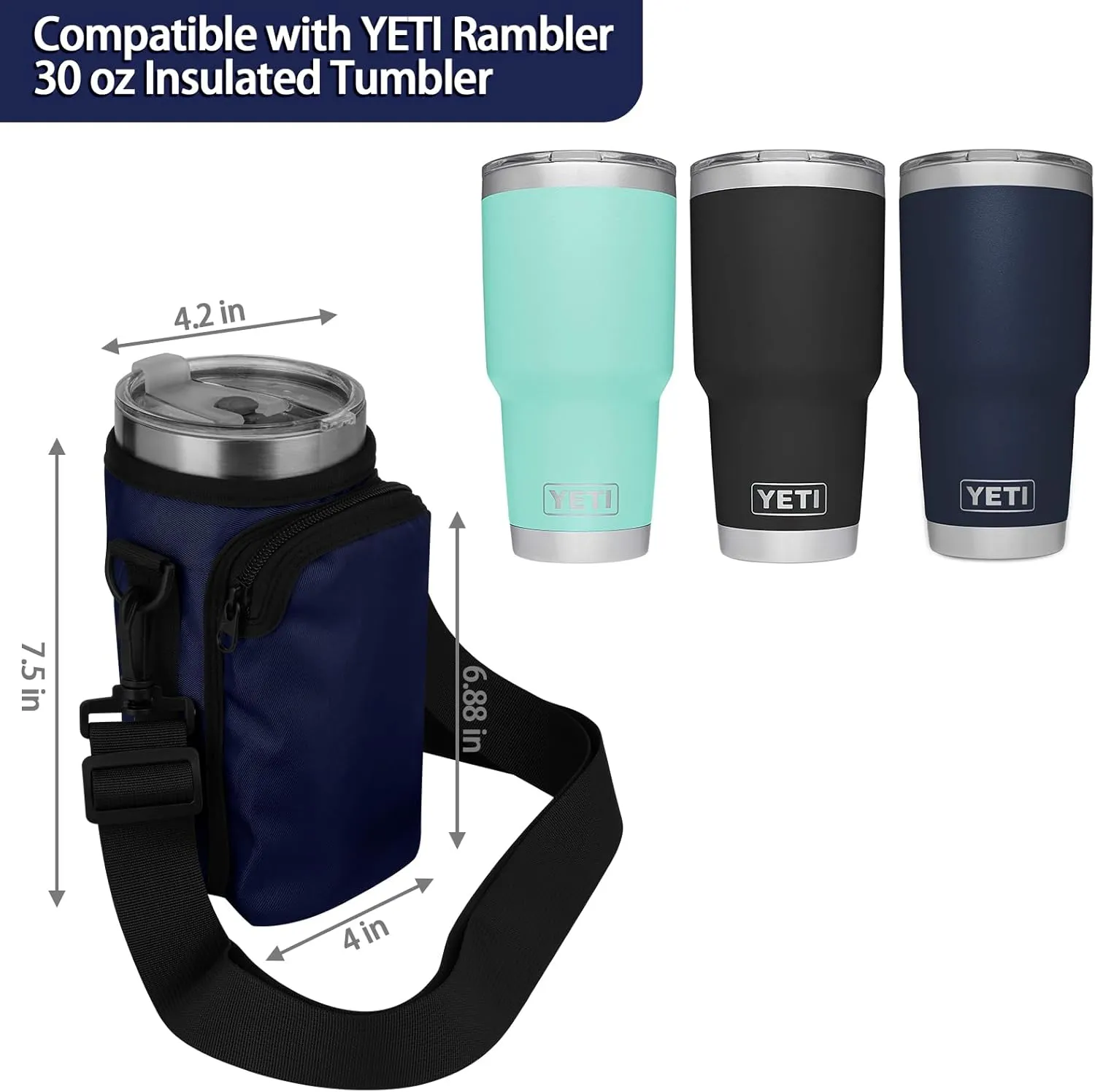 Xxerciz Water Bottle Carrier Bag for Yeti Rambler 30 oz Cup, Water Bottle Holder with Adjustable Strap, Tumbler Carrier Pouch Accessories for Outdoor Travelling Camping