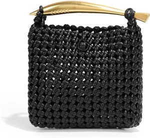 y2k Crossbody Bag Fashion Straw Shoulder Bag Classy Sling Purse Aesthetic Chic Designer Handbag Women Trendy Purse Bag (Black)