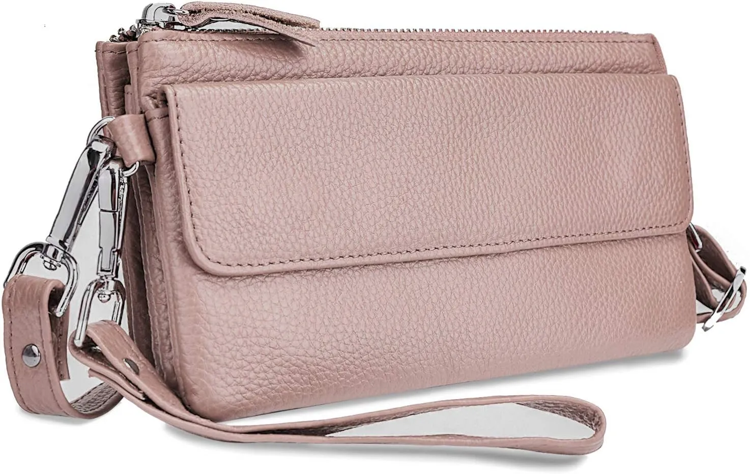 YALUXE Real Leather Wristlet Clutch Handbag Crossbody Bag Cellphone Purse RFID Blocking