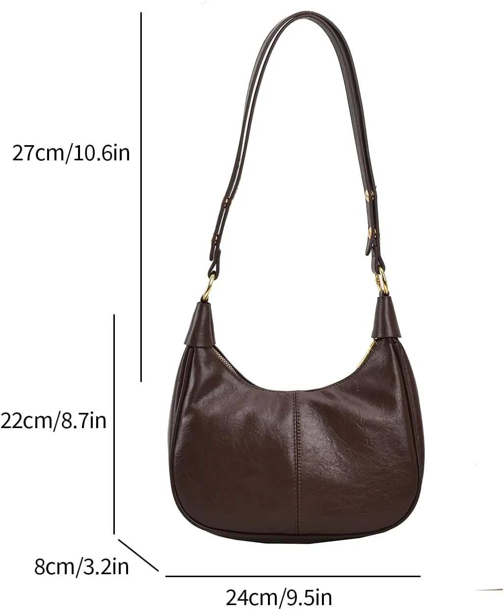 YFGBCX Small Crescent Shoulder Bag for Women - Fall Bag Red Retro Solid Color Half Moon Purse