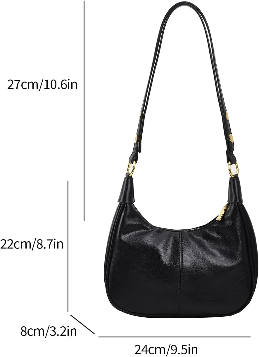 YFGBCX Small Crescent Shoulder Bag for Women - Fall Bag Red Retro Solid Color Half Moon Purse