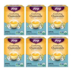 Yogi Tea Comforting Chamomile Tea - 16 Tea Bags per Pack (6 Packs) - Organic Chamomile Tea Bags - Supports a Good Night's Sleep & Occasional Stomach Discomfort - Made from Organic Chamomile Flower