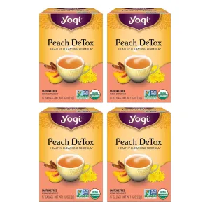 Yogi Tea Peach DeTox Tea - 16 Tea Bags per Pack (4 Packs) - Organic DeTox Tea to Feel Refreshed - Includes Cinnamon Bark, Ginger Root, Cardamom Pod, Burdock Root, Dandelion Root & More