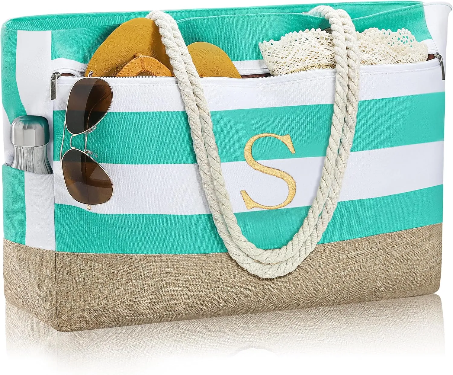 YOOLIFE Mothers Day Gifts - Initial Beach Bags for Women, Personalized Gifts for Women Mom Wife Teacher Friend Birthday